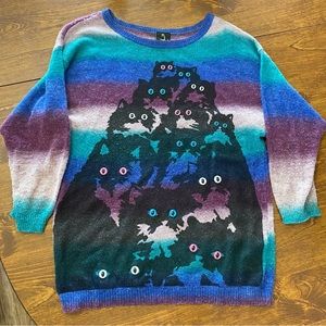 Colorful Cat Sweater with 3D Eyes